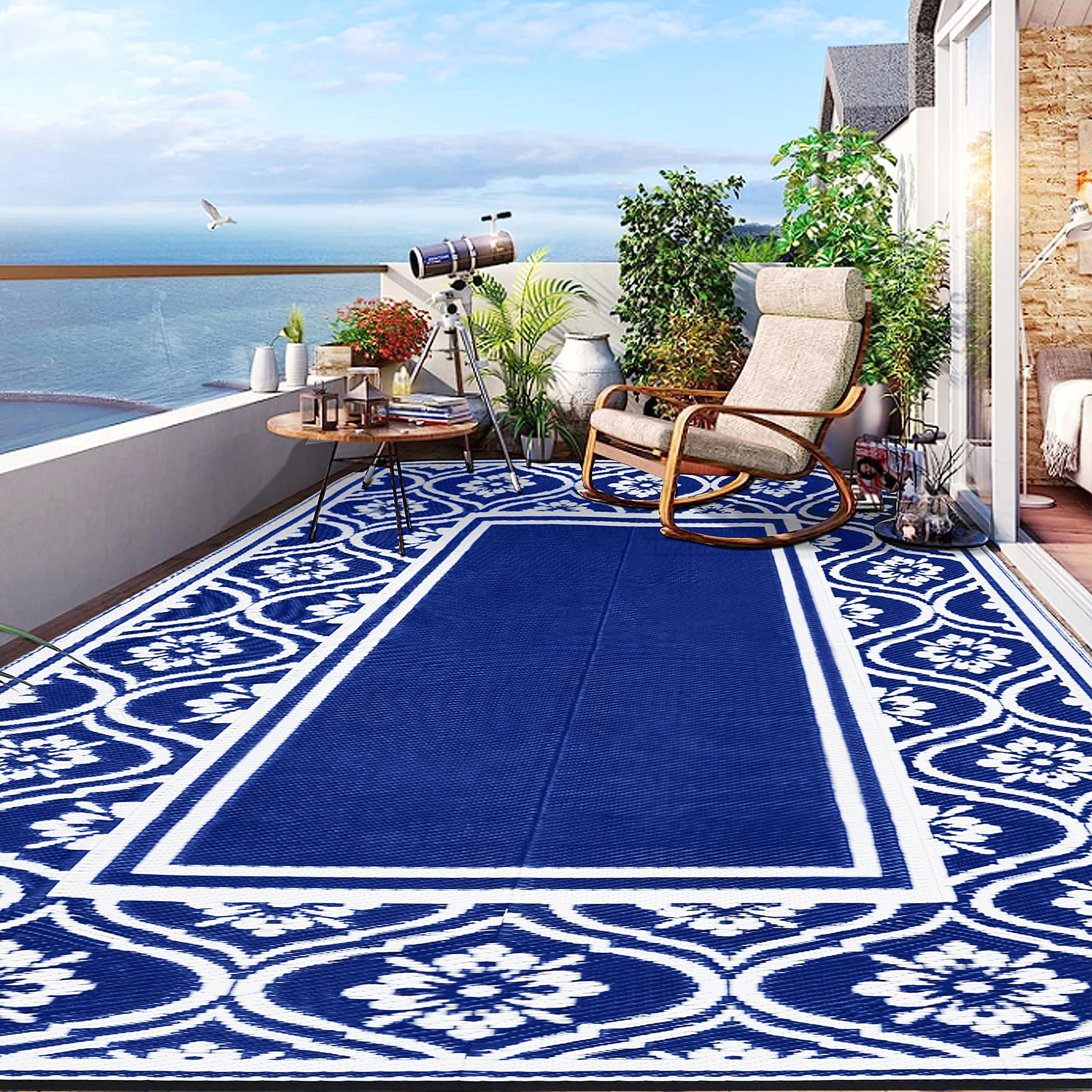 HUGEAR Vinage Outdoor Rugs Clearance Waterproof Area Rugs Patio Rugs