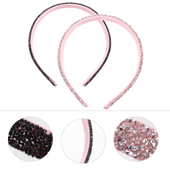 EXHUMKY 2-Pack Rhinestone Hair Hoops for Women, Glitter Hair Accessories for Party, Fashion Headbands