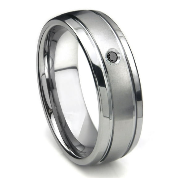 Titanium Kay Tungsten Carbide Black Diamond Newport Dome Comfort Fit Mens Wedding Band Ring Sz 10.0