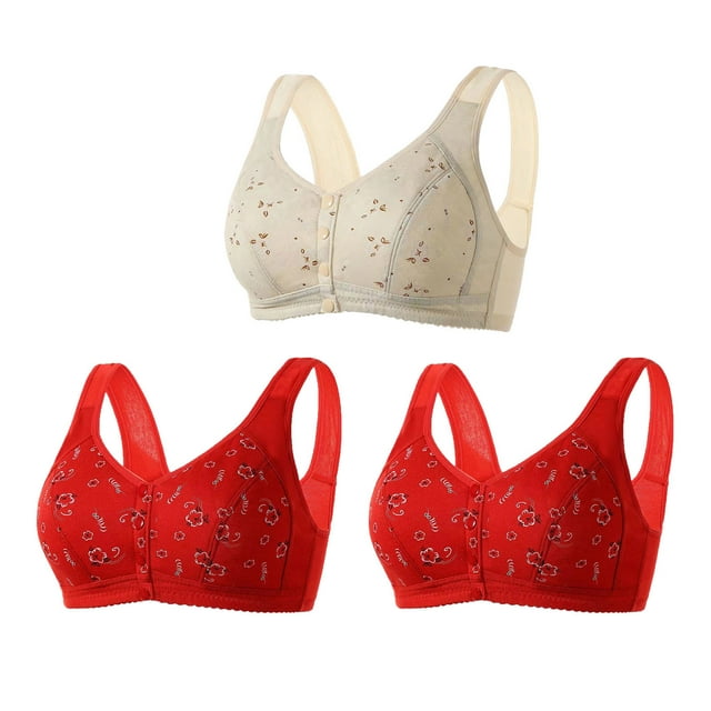 AherBiu 3pc Plus Size Bras for Women Front Closure Full Coverage Comfort Bralettes Push up Wireless Lingerie