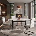 thumbnail image 5 of Mintazer 51" Modern Rectangular Dining Table with Marble Tempered Glass Top & Black Metal Legs, Kitchen Table for 4-6 People, Black & White, 5 of 14