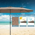 thumbnail image 5 of AEGFKD 15 Ft Double Sided Patio Umbrella with Solar Lights, Extra Large Rectangle Outdoor Umbrella with 36 LED Lights & Crank Handle for Deck, Poolside, Garden, Backyard (Tan), 5 of 10