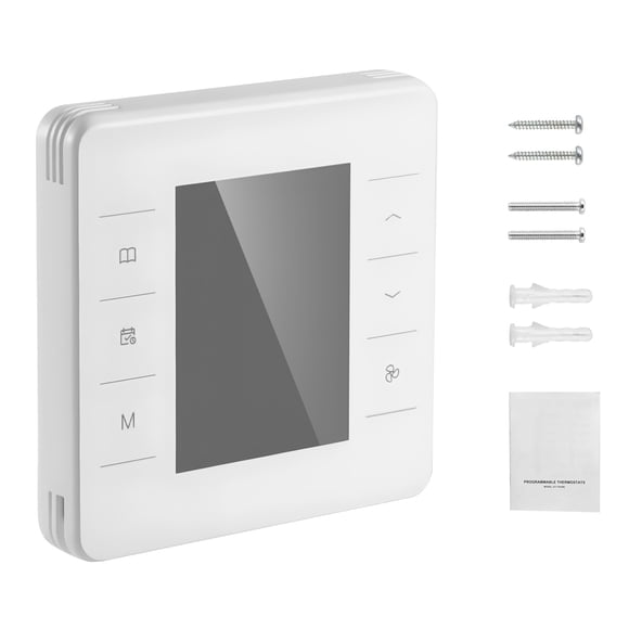 KFFKFF 7-Day Programmable Thermostat, Home Thermostats for Heat Pump,Air Conditioner,Underfloor Heating, LED Screen with Backlight & 1Cool+1Heat,Energy-Efficient,Wide Temp Range,White