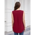 thumbnail image 3 of JYLFC Women Sleeveless Shirts V Neck Tank Summer Tops, Burgundy 2XL, 3 of 4