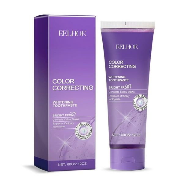 Pasta dental morada para dientes, corrector de color de menta, pasta dental morada para eliminar manchas dentales, 60 g