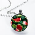 thumbnail image 2 of Watermelon Stylish Glass Pendant Circular Necklace - Women's Fashion Jewelry Accessory, 2 of 5