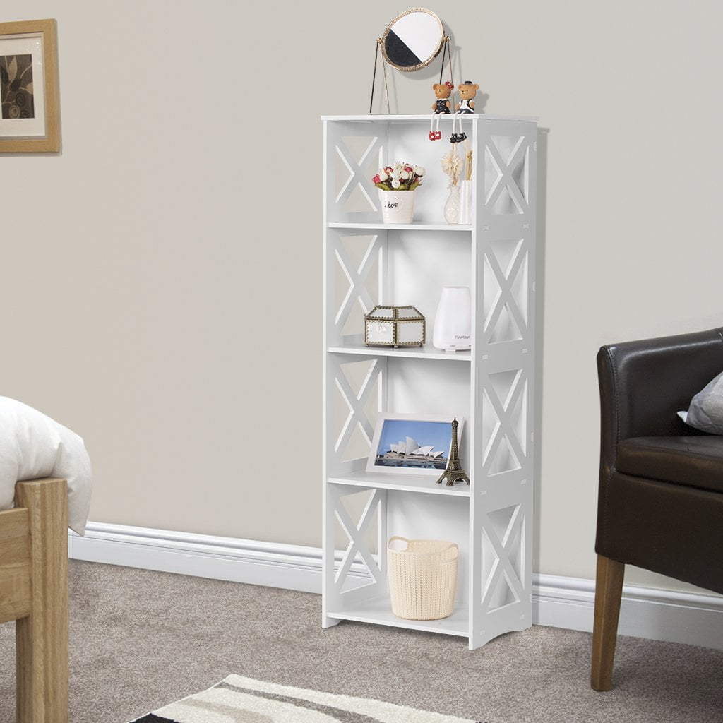 Tebru Wooden Plastic Composite 4 Tier Shelving,4Shelf Shelving Unit