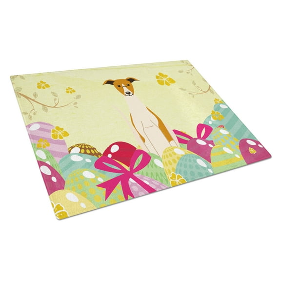 Carolines Treasures BB6099LCB Easter Eggs Whippet Glass Cutting Board Large, 12H x 16W, multicolor