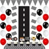 51 Pack Race Car Birthday Party Supplies Set with Race Car Signs Racing Banner Pennant Flags,Checkered Flag Table Cover,black white and red Balloons Perfect for Racing Party Boy?s Birthday party