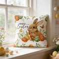 thumbnail image 4 of POLISE Spaces Easter Bunny Pillow with Basket & Eggs 18x18 Inch Watercolor Floral Throw Cushion for Sofa, Bed or Patio, Soft Decorative Accent & Holiday Gift Idea, 4 of 8
