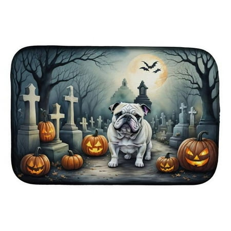 

21 x 14 in. Unisex English Bulldog Spooky Halloween Dish Drying Mat