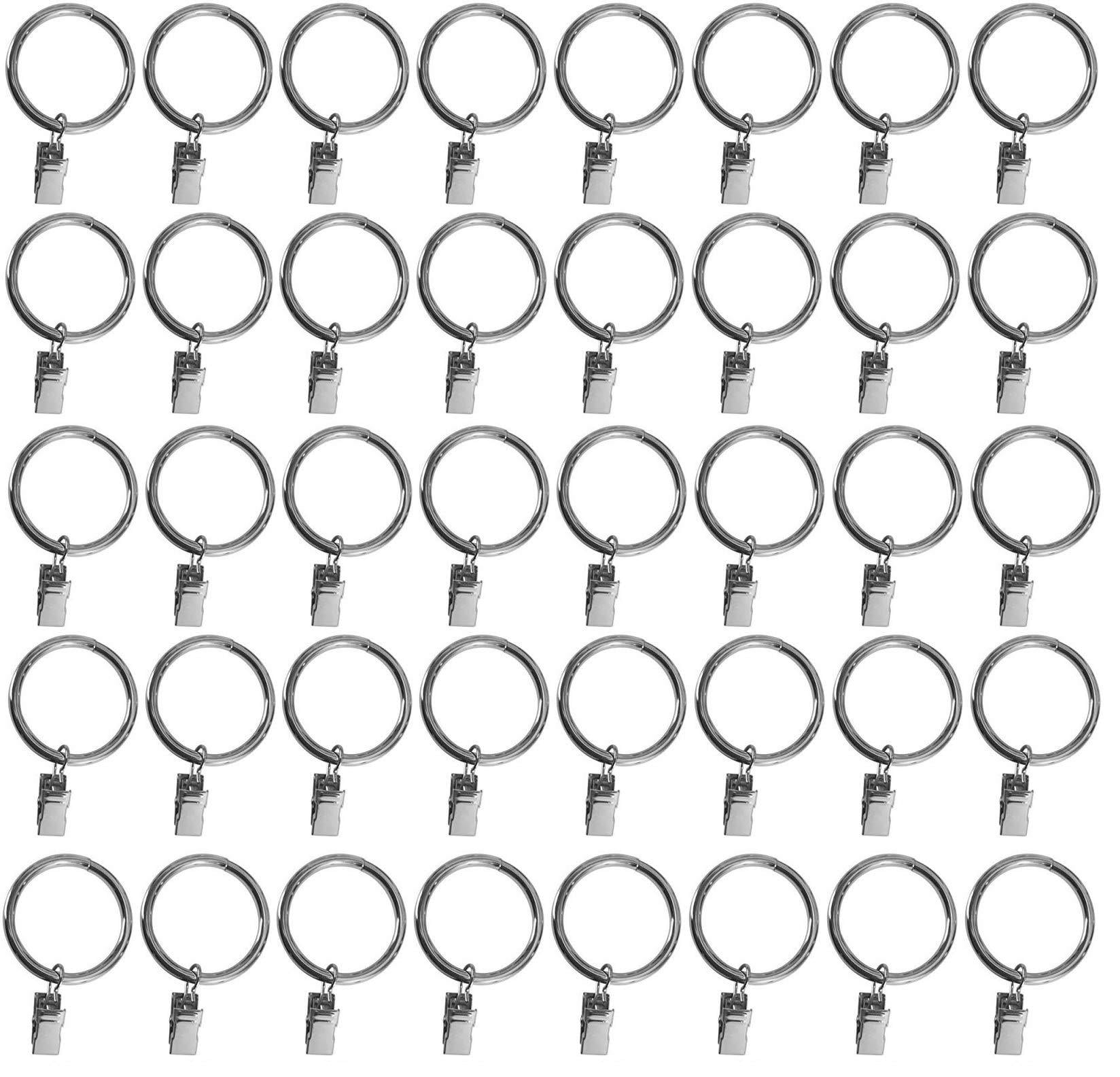 Set of 30 Metal Curtain Rings with Clips and Eyelets 2-inch Black Also kn... 