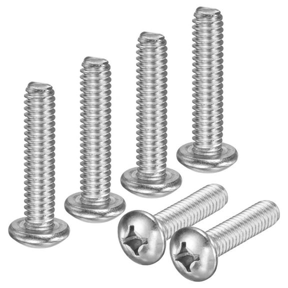 Uxcell 10-Pack 1/4-20x1-1/8 Pan Head Machine Screws 304 Stainless Steel Cross Head Fully Threaded Bolts for Furniture Silver