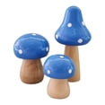 thumbnail image 2 of Tanuke Wooden Mushroom Decor Exquisite Craft Home Office Desktop Ornament for Art Lovers, 3Pcs for Bedroom Study Room Coffee Shop (Blue), 2 of 9