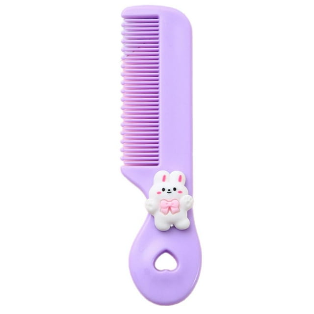 Cute Kids Hair Comb, Pink, Plastic, 4.5 Inch, Detangling Brush with Decorat