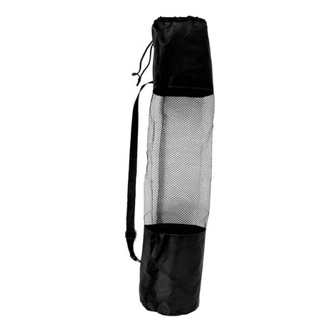 Adjustable Strap Black Nylon Yoga Pilates Mat Pad Mesh Net Carrier Bag