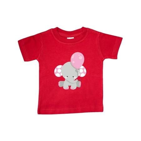 

Inktastic Little Gray Elephant Holding A Pink Balloon Gift Baby Girl T-Shirt