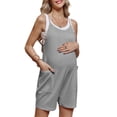 thumbnail image 2 of Maternity Women Solid Color Sleeveless Overalls Casual Loose Jumpsuit Shorts, 2 of 6