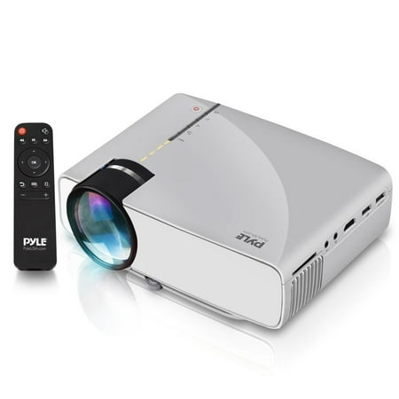 Pyle Portable Multimedia Home Theater Projector - Compact HD 1080p High Lumen LED USB HDMI Adjustable 50" to 130" Inch Screen in your Mac or PC - Built in Stereo Speaker with Remote Control