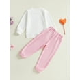 thumbnail image 6 of Kids Little Girls 2PCS Valentine's Day Clothing Sets 3 4 5 6 7 Years Long Sleeve O Neck Letter Heart Arrow Print Tops Bow Print Pants Outfits, 6 of 9
