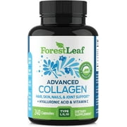 Forest Leaf Collagen Pills Collagen Peptides with Hyaluronic Acid & Vitamin C, 240-Count