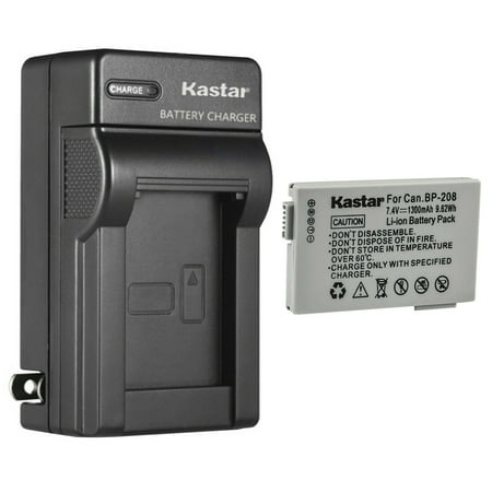 Kastar 1-Pack Battery and AC Wall Charger Replacement for Canon BP-208 BP208 BP-208DG Battery Canon Optura S1 VIXIA HR10 DC10 DC19 DC20 DC21 DC22 DC40 DC50 DC51 DC95 DC100 DC200 Cameras