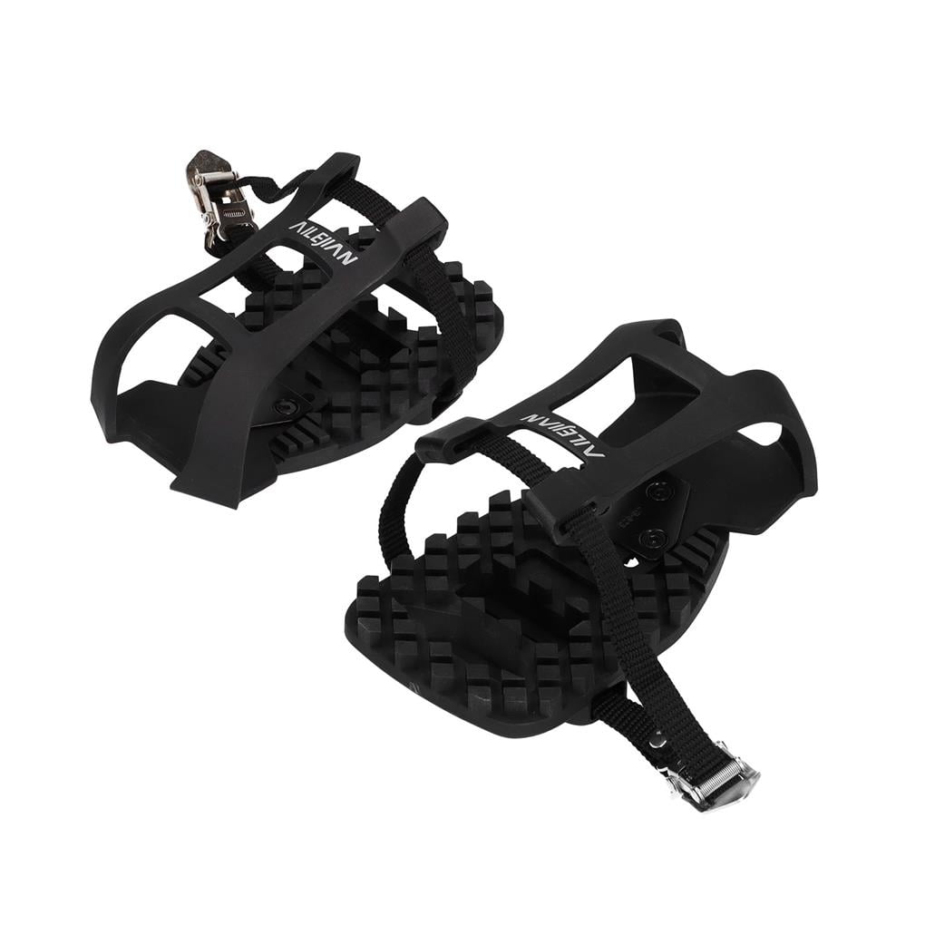 One Pair Adjustable Bike Pedal Adapter Exercise Bike Pedal Adapter Toe Clips Cage with Strap