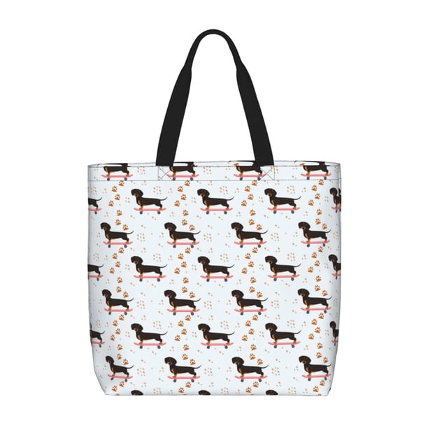 Easygdp Dachshund On A Skateboard Bolsa Tote para Mujer, Bolso de Hombro para Trabajo, Playa, Viajes, Compras y Supermercado