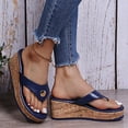 thumbnail image 4 of Dakaela Womens Cork Platform Sandals Arch Support Wedge Flip Flops Summer Beach Thong Walking Shoes, 4 of 7