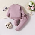 thumbnail image 4 of Splozh Kids Fall Clothes Toddler Baby Girl Clothes Girl Long Sleeve Pullover Sweatshirt Stretch Jogger Pants Fall Winter Outfit Purple,3-6 Months, 4 of 7