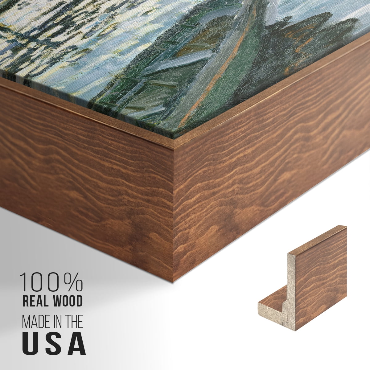Vintage Landscape-CXV By Wexford Home Framed in Walnut Wood Gallery Wrapped Canvas 27 in. x 41 in.