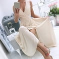 thumbnail image 4 of Wycnly Womens Dresses Party Prom Business High Split Pleated Hem Tank Long Dresses Fashion Solid V-Neck Sleeveless Maxi Summer Dress Khaki m, 4 of 7