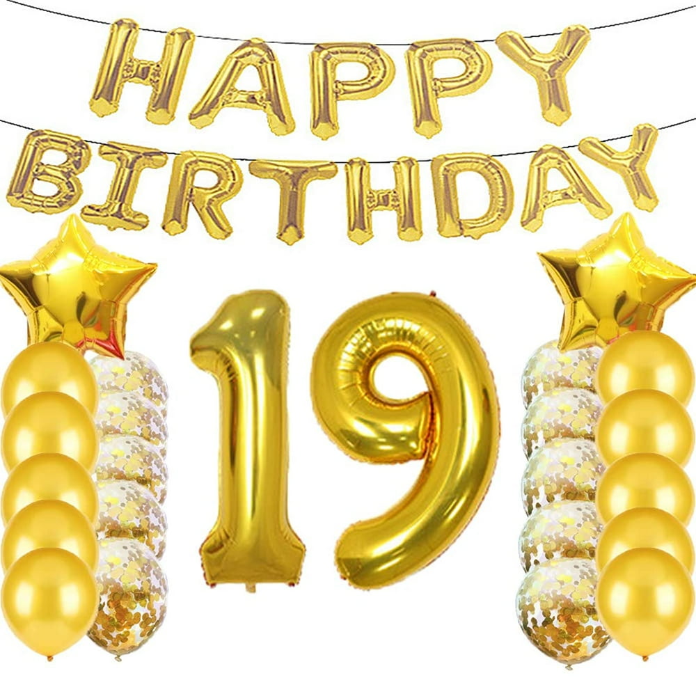 Sweet 19th Birthday Decorations Party Supplies,Gold Number
