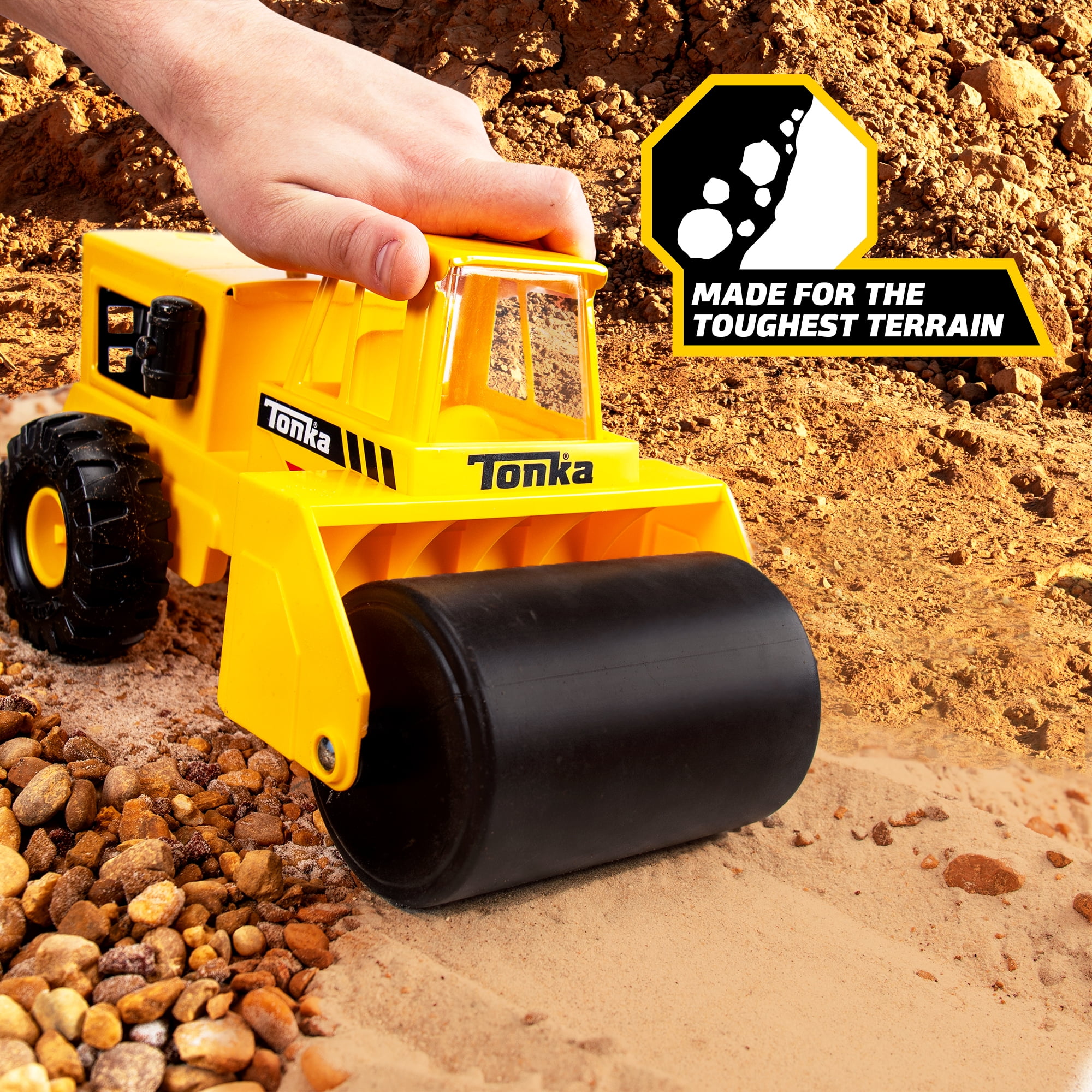 Tonka Steel Classics Steam Roller Play Vehicle, Made with Steel, Yellow Toy Truck, Boys and Girls,  Ages 3+,