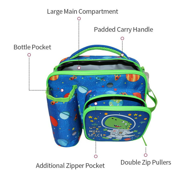 Lieonvis Lunch Box Kids,Insulated Lunch Box for Boys and Girls,Washable  Lunch Bag and Reusable Toddler Lunch Boxes for Daycare and School Dinosaur