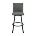 thumbnail image 2 of Nikole 26" Counter Height Swivel Bar Stool in Matt Black Finish with Gray Faux Leather, 2 of 5