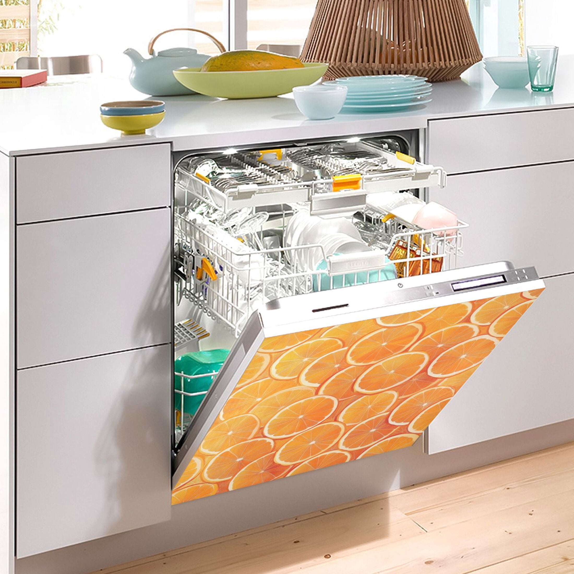 Dishwasher Magnetic Sticker 23x26 Inch Refrigerator Magnetic Sticker Washing Machine Magnetic Sticker Kitchen Panel Magnetic Sticker Home Decor Orange Sliced Orange