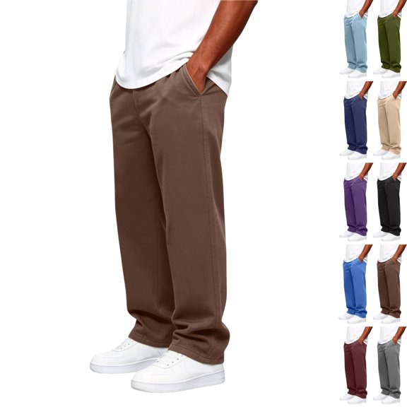 Zimjoy Wide Leg Sweatpants for Men Drawstring Open Bottom Baggy Sweatpants Joggers Cotton Loose Lounge Sweat Pants with Pockets Brown L