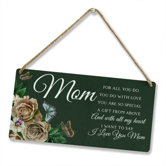 6x12 Inch Country Butterflies Floral Mom Wooden Plaque Sign Decor Mom For All You Do You Do With Love Hanging Wooden Plaque Mother'S Day Decor For Home