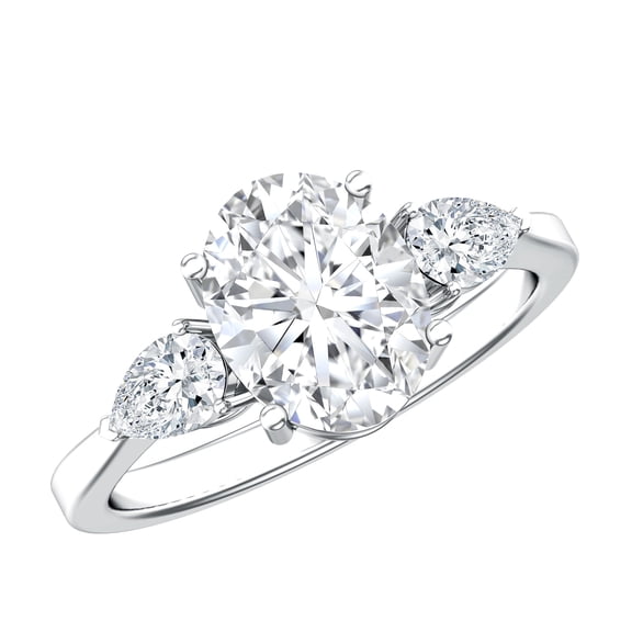 Rosec Jewels IGI Certified Lab Grown Diamond 3 Stone Engagement Ring - Statement Ring for Women - E-VS1 Grade - with Jewelry Box, 925 Sterling Silver, US 4.00