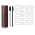 thumbnail image 1 of Kit de sellos para cejas, 10 plantillas, 2 pinceles, resistente al agua, resistente al sudor, maquillaje duradero para cejas en polvo marrón, 1 of 14