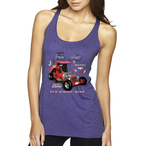 Ford Model T Roadster 1923 Old School Ride Classic Vintage | Womens Cars and Trucks Premium Tri-Blend Racerback Tank Top, Purple Rush, Medium
