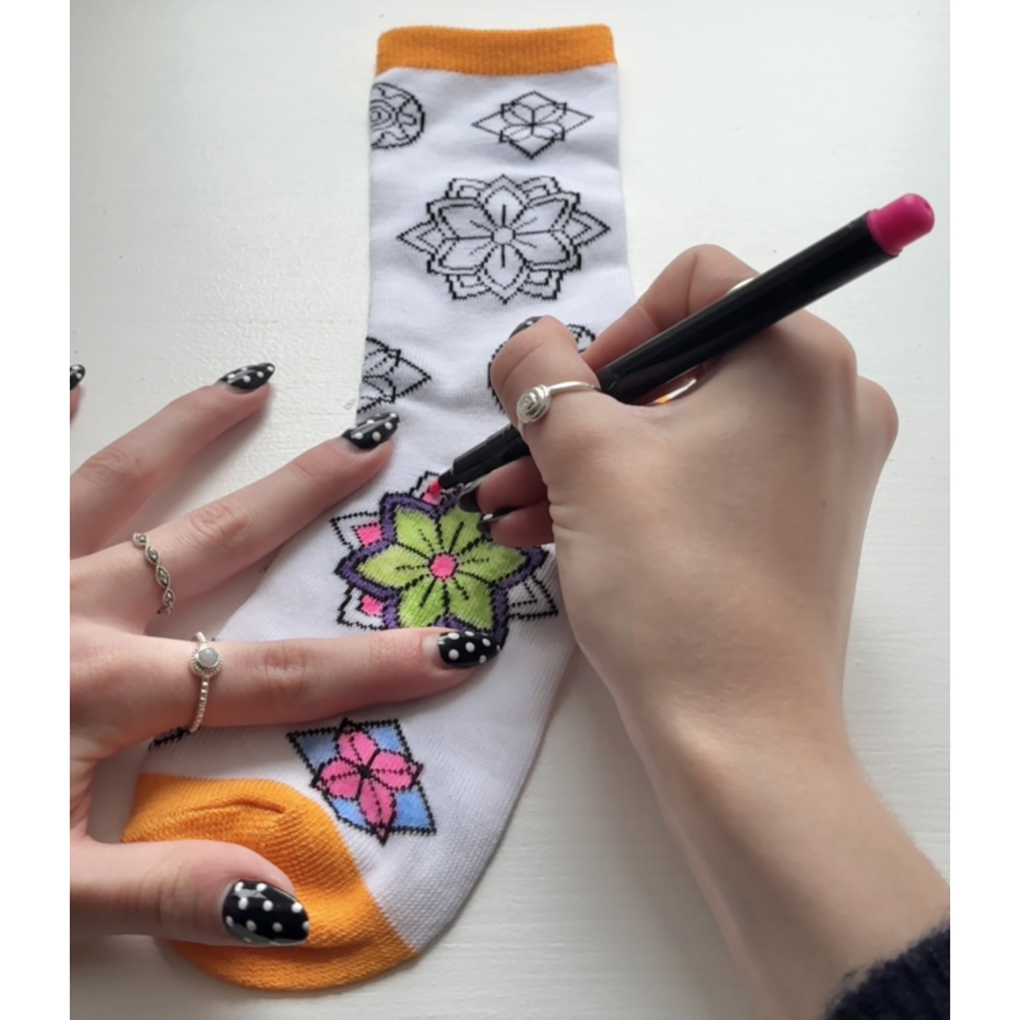 Buddy & Barney: Doodle Socks - DIY Color Your Own Socks Craft Set, Customize 3 Pairs w/ 5 Fabric Markers, Fun Designs & Colors, Art Activity, Kids 3+
