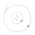 thumbnail image 3 of KAKOWELY 1 juego de collar, pendientes y pulsera de perlas para novia, elegante kit de joyería de plata., 3 of 5