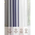 thumbnail image 6 of Navy Blue Striped Sheer Curtains 63 Inch Length 2 Panels Set for Living Room/Bedroom, Modern White Striped Abstract Art Aesthetics Curtain Drapes Rod Pocket Curtains Window Treatment 52''x63''x2, 6 of 7