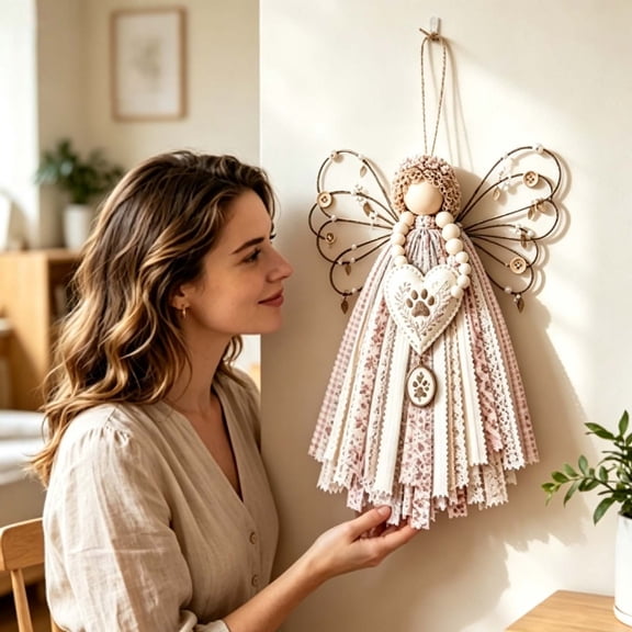 Angel Fabric Hanging DIY Kit, Fabric Angel Craft Kit for Adults