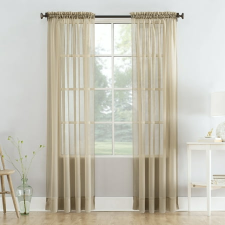 Mainstays Marjorie Sheer Voile Curtain, Single Panel, 59"w x 95"l, Brownstone