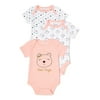Contact Baby Girls Bodysuits, 3-Pack, Size Newborn to 9 Months