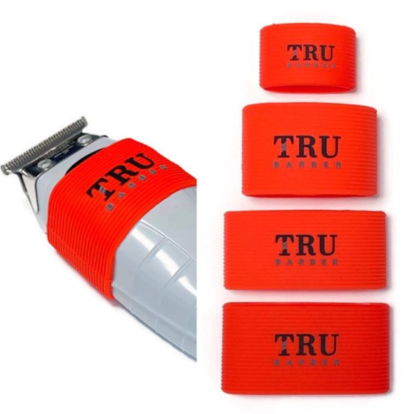 TRU BARBER Clipper Bands 4 PCS Clipper Sleeve para barberos Clipper Sleeve para herramientas de barbero antideslizante resistente al calor (ROJO)