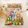 thumbnail image 5 of Erosebridal 3D Cartoon Rabbit Kids Queen Sheet Sets,Watercolor Easter Eggs Happy Easter Kawaii Daisy Girls Bed Set, 4-Piece, 5 of 6